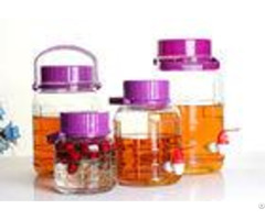 Large Food Glass Jar Container Wide Mouth Neck With Purple Lid Faucet 4l 30l
