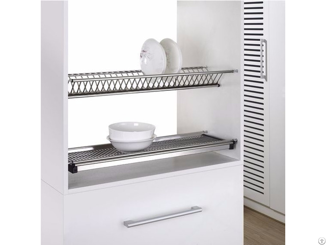 Dual-tier S.s. Dish Rack With Draining Plate