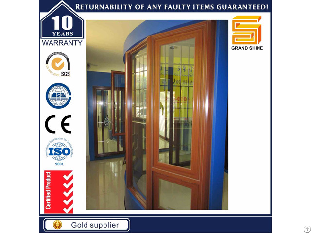 Wooden Grain Aluminum Double Glazed Casement Windows