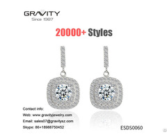 Custom Handmade Drop Cz Diamond Real Sterling 925 Silver Plated Studs Earrings Jewelry Women