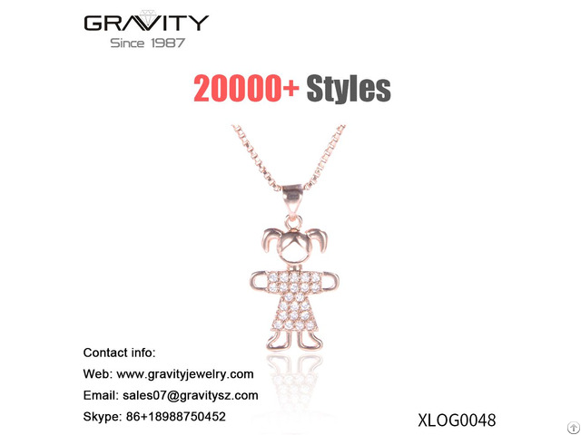 China Offer High Quality Non Fading Rose Gold Plated Girls Shape Necklace Jewelry