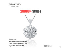 Custom Design Sweater Chain White Gold Plating Flower Shape Pendant Necklace Jewelry For Party