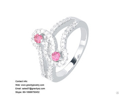 Wholesale 18k White Gold Aaa Cubic Zirconia Pink Diamond Solid Heart Engagement Finger Ring