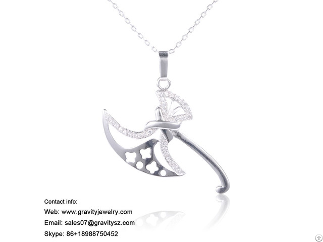 Axe Shape Light Weight 925 Italy Best Friend Men Fashion Design Simple Silver Chain Necklace