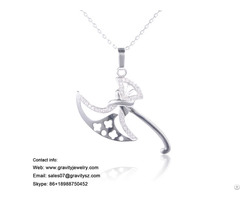 Axe Shape Light Weight 925 Italy Best Friend Men Fashion Design Simple Silver Chain Necklace