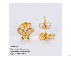 Factory Direct Wholesale Butterfly Sharp 18k Gold Beautiful Designed Earring For Women