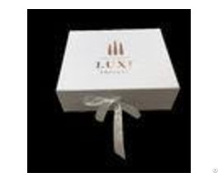 Ribbon Logo Customized White Folding Paper Gift Box For Clothes Packing