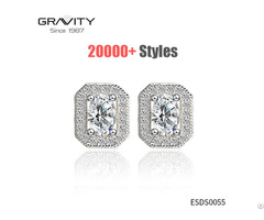 Latest Fancy Style Designer With Crystal Stone Big Diamond 925 Sterling Silver Stud Earring