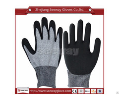 Seeway B515 Cut Resistance Hdpe Sandy Nitrile Coating Work Glove En388 Used In Construction Industry