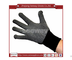 Seeway 801 D Polyester Knitting White Pvc Dots Anti Slip And Abrasion Work Safety Gloves
