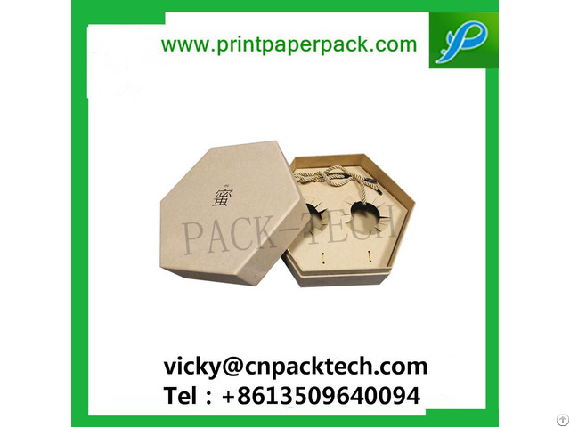 Custom Retro Style Hexagon Earrings Box With Inner Tray Tea Food Packaging