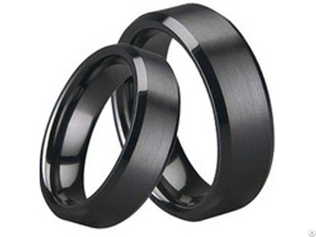 Black Tungsten Carbide Couple Wedding Band Ring