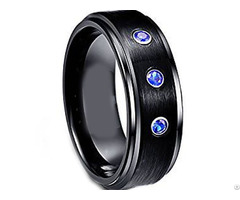 Black Tungsten Carbide Ring With Cubic Zironia