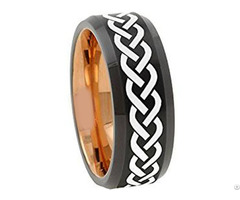 Tungsten Carbide Two Tone Celtic Wedding Band Ring
