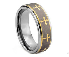 Tungsten Carbide Cross Wedding Band Ring