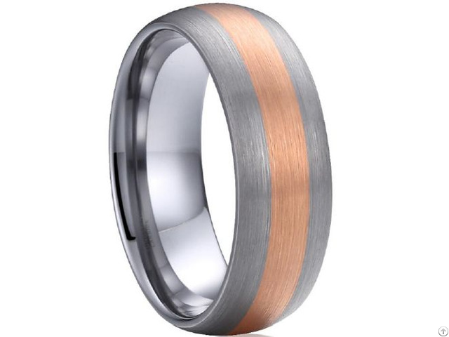 Tungsten Carbide Wedding Band Ring With Rose Color Plating