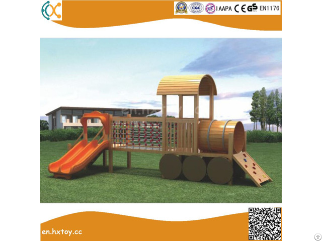 Amusement Equipment Wooden Slide Outside Playground