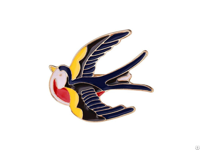 Handmade Enamel Jewelry Cartoon Swallow Black Jewellery Pins