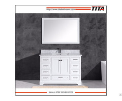 Floor Mounted White Lacquer 48 Inch Wide Bathroom Vanity T9311 With Mirror