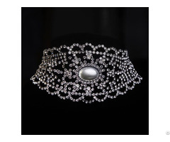 Dark Plated Filigree Crystal Rhinestone Cup Chain Collar Choker Necklaces Fashion Jewelry
