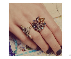Factory Making Antique Silver Elastic Band Crystal Women Finger Ring Fashion Jewelry