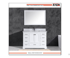 Floor Mounted White Lacquer 48 Inch Wide Bathroom Vanity T9311 48w With Mirror