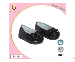 Leather Black Doll Shoes For Girl