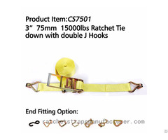 Cs7501 3 75mm 15000lbs Ratchet Tie Down With Double J Hooks