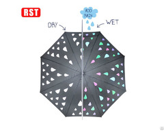 Rst Windproof Compact Drips Pattern Fashion Color Changing Long Umbrella