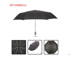 Rst Black Windproof Bent Handle 3 Folding Brazil Umbrella