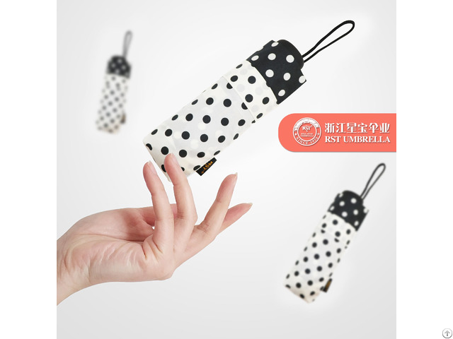 Rst Nice Anti Uv Compact Travel Durable Tiny Supermini Wave Point Polka Dots Umbrellals