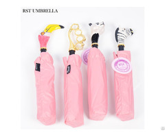 Rst Flamingo Originality Three Fold Sun And Uv Protection Sunshade Creative Handle Umbrella