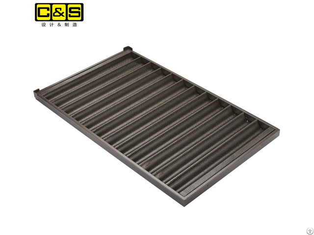Customized Non Stick Perforated Aluminum French Baguette Baking Trays