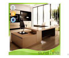 Modern Executive Desk Office Table Design Durable With Safe Box Position And Tea Cabinet