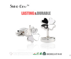 Wholesale Customized Four Leaf Clover Designed Christmas Gift 925 Sterling Silver Plated Cufflinks