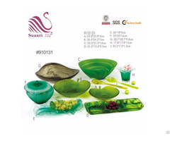 Voice Of Nature Translucent Resin Green Swirl Salad Bowls