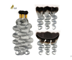 Ombre Brazilian 1b Grey Remy Body Wave Hair Weaving 8 Inch 32 Inch