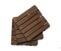 Six Slats Interlocking Acacia Wood Deck Tiles