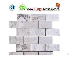 White Brick Mosaic Tile Floor Bathroom