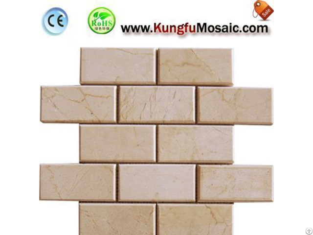 Brick Beige Marble Mosaic Tile Bathroom