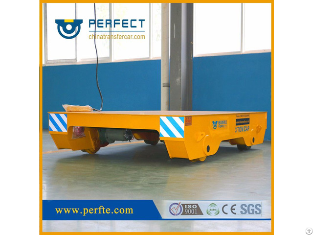 Industry Heavy Load Motorized Steel Rail Flat Transfer Trolley