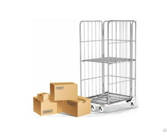 Industrial Steel Foldable Wire Mesh Rolling Pallets Cage