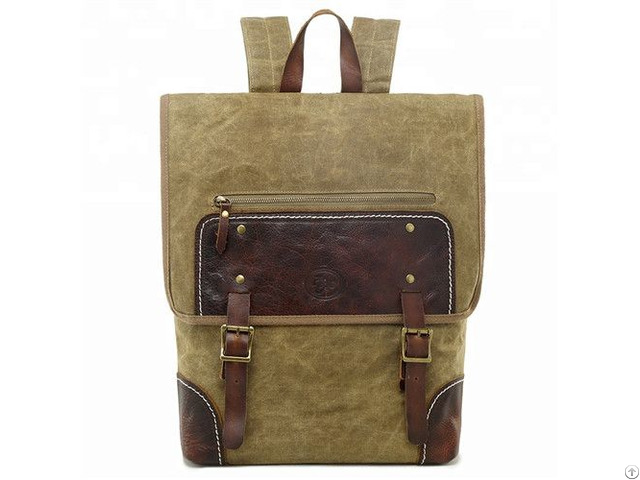 Hot Sale Vintage Outdoor Leisure Man Travel Waxed Canvas Backpack