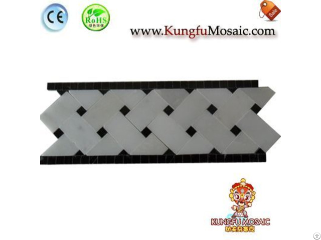 White Marble With Black Edges Border Tile