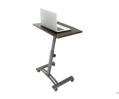 High Quality Cheap Height Adjustable Walnut Laptop Computer Desk With Casters Manufacture