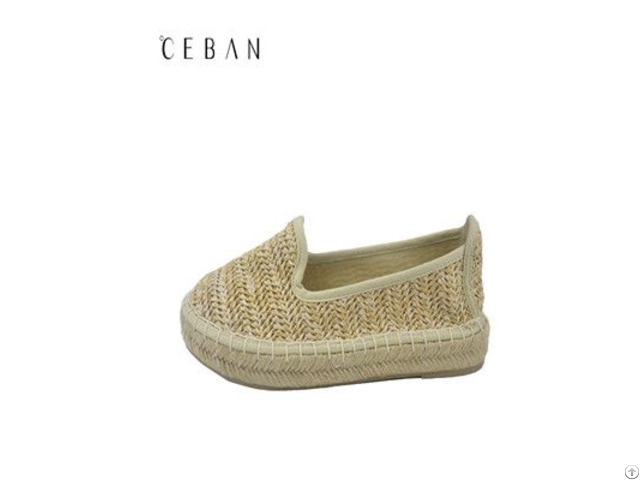 Women Platform Shoes Jute Ramie Weave Pumps Footwear