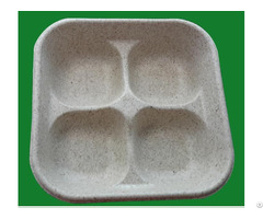 Eco Friendly Sanitary Custom 4 Cavity Food Paper Tray