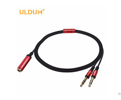 Uldum 3 5mm Gold Plated Male To 2 Female Y Earphone Headphone Audio Splittter Cable