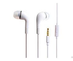 Round Cable White Earphone With Mic For Samsung