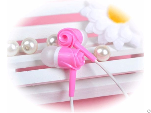 Uldum Noise Isolation Tone Rose Pattern Plastic Earpiece Earphone With Mic For Mp3 Music Player